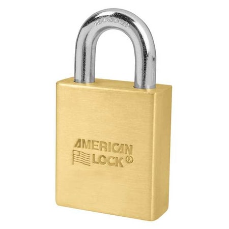 Padlock, Coreless, Standard Shackle, Rectangular Brass Body, Boron Shackle, 3/4 in W