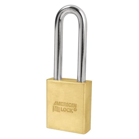 Padlock, Coreless, Long Shackle, Rectangular Brass Body, Boron Shackle, 3/4 in W