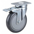 Plate Caster, 5" Wheel Dia., 350 lb., Gray
