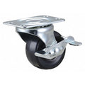 Plate Caster, 2" Wheel Dia., 75 lb., Black