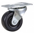 Plate Caster, 2" Wheel Dia., 75 lb., Black