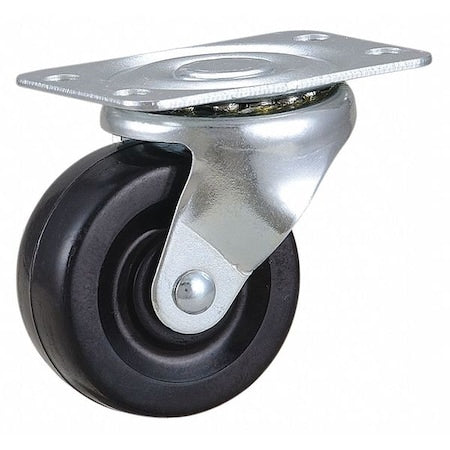 Plate Caster, 2" Wheel Dia., 75 lb., Black