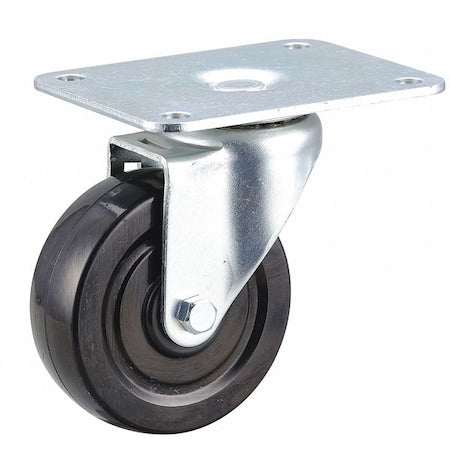 Plate Caster, Swivel, Rubber, 5 1/8"H