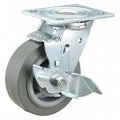 Plate Caster, 5" Wheel Dia., 400 lb., Gray