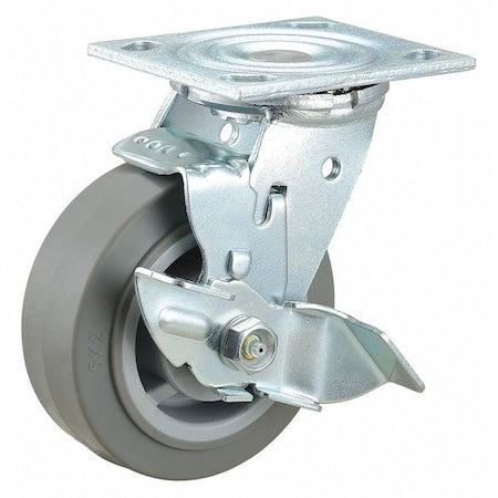 Plate Caster, 5" Wheel Dia., 400 lb., Gray