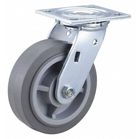 Plate Caster, 6" Wheel Dia., 75 Shore A