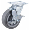 Plate Caster, 6" Wheel Dia., 450 lb., Gray