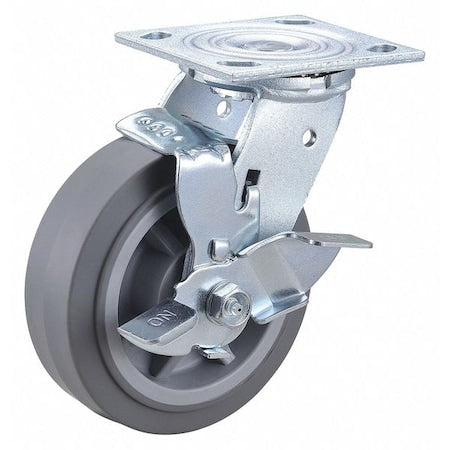 Plate Caster, 6" Wheel Dia., 450 lb., Gray