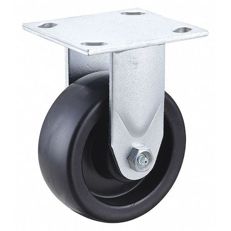 Plate Caster, 5" Wheel Dia., 750 lb., Black