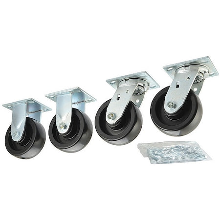 Plate Caster, 5 in Wheel Diameter, 2600 lbs, PK4