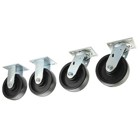 Plate Caster, 6in Wheel Diameter, 3000 lbs, PK4