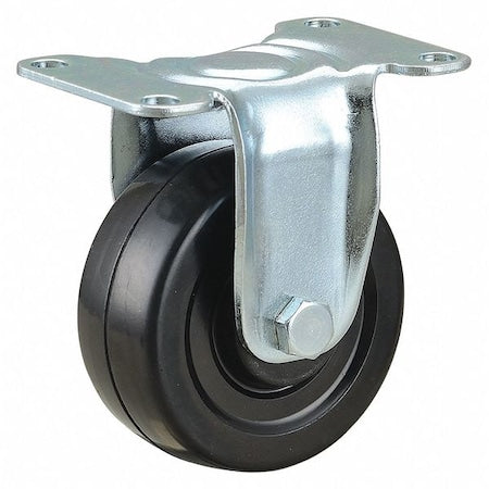 Plate Caster, 3" Wheel Dia., 198 lb., Black