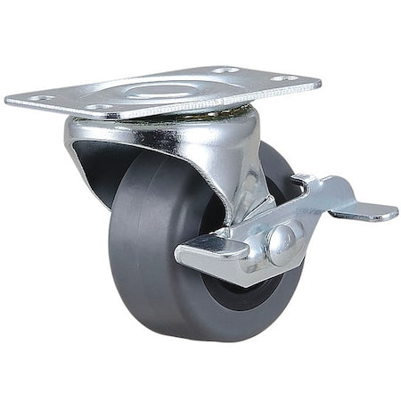 Plate Caster, 2" Wheel Dia., 75 lb., Gray