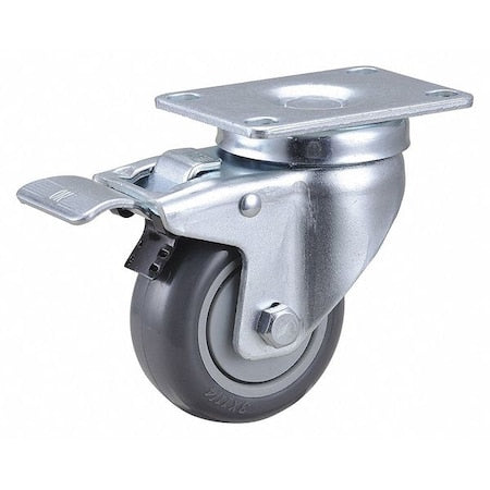 Plate Caster, 3" Wheel Dia., 275 lb., Gray