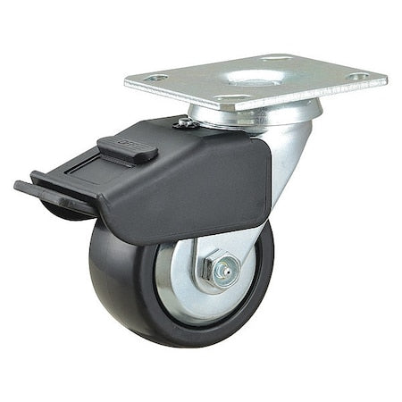 Plate Caster, 4" Wheel Dia., 600 lb., Black