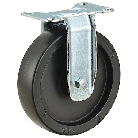 Plate Caster, 5" Wheel Dia., 220 lb., Black