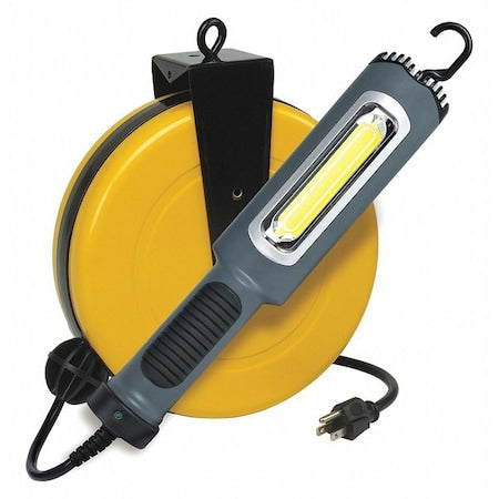 Cord Reel With Hand Lamp, Hand Operated, No Receptacle, 18 AWG, Yellow Reel Color, 30 ft Length (Formerly LumaPro)