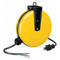 Cord Reel w/ Hand Lamp, Spring Retract, Flying Lead, 16 AWG, Yellow Reel, 25 ft L (Formerly LumaPro)