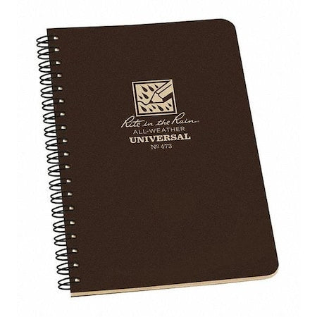 Spiral Notebook, 4-5/8 x 7" Sz, Br Cover