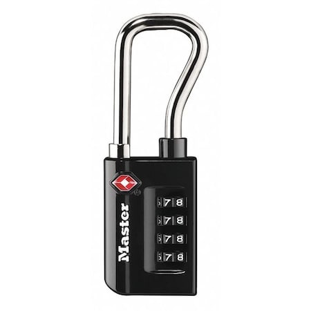 Luggage Padlock, 2 3/8 in, Rectangle, Black