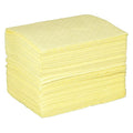 Sorbent Pad, 26 gal, 15 in x 19 in, Harsh Chemicals, Yellow, Polypropylene