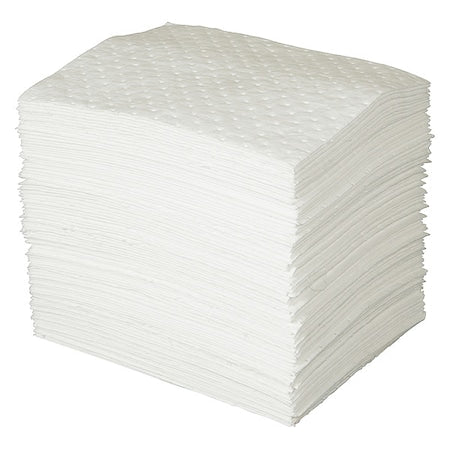 Sorbent Pad, 26 gal, 15 in x 19 in, Universal, White, 100 PK