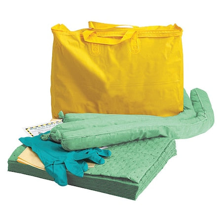 Spill Kit, 5 gal Volume Absorbed per Kit, 7 gal Capacity, Bag, Yellow, 20