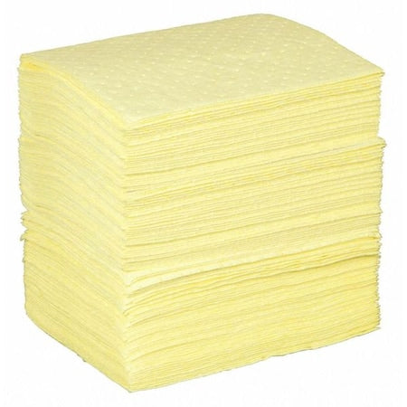 Sorbent Pad, 34 gal, 15 in x 17 in, Harsh Chemicals, Yellow, Polypropylene