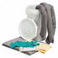 Spill Kit, 5 gal Volume Absorbed per Kit, 6 1/2 gal Capacity, Bucket, White, 16