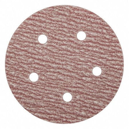 Hook-and-Loop Sanding Disc, 5" Dia, 5 Hole, Aluminum Oxide, 180 Grit, Coated Type, B0912DO