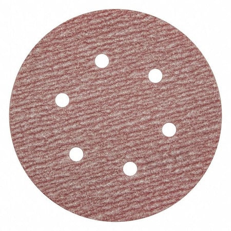 Hook-and-Loop Sanding Disc, 6" Dia, 6 Hole, Aluminum Oxide, 120 Grit, Coated Type, B0912DO