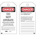 Lockout Tag, Danger/Peligro, Polyester, 3 in Width, 5 3/4 in Height, Write On Surface: Yes , 25 PK