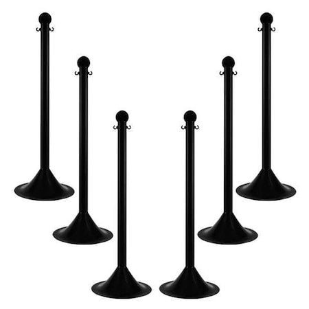 Light Duty Stanchion, 41 In. H, Black, PK6
