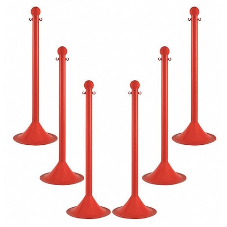Light Duty Stanchion, 41 In. H, Red, PK6