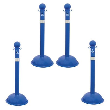 3" Handicapped Stanchion - Blue (4-pack)
