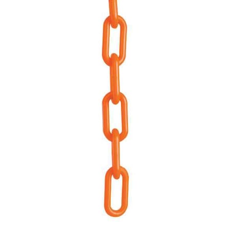Plastic Chain, Safety Orange, 50 ft Length, Gloss