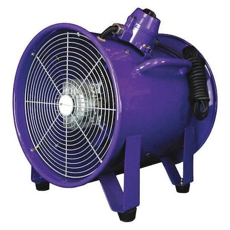 Tube Axial Fan, 1 HP, 4414 cfm, Tube, 220V, 1 Phase, 18"" W.