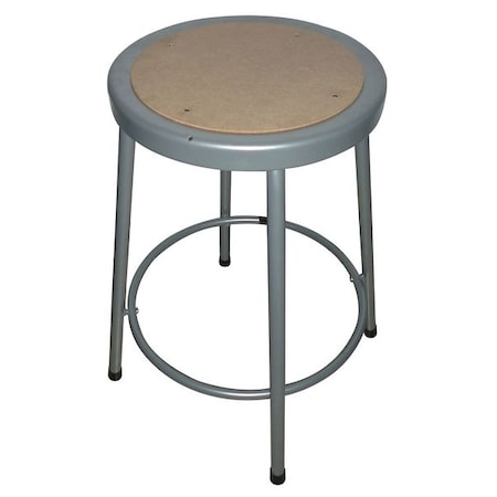 Round Stool, Height Range 24", Hardboard Gray