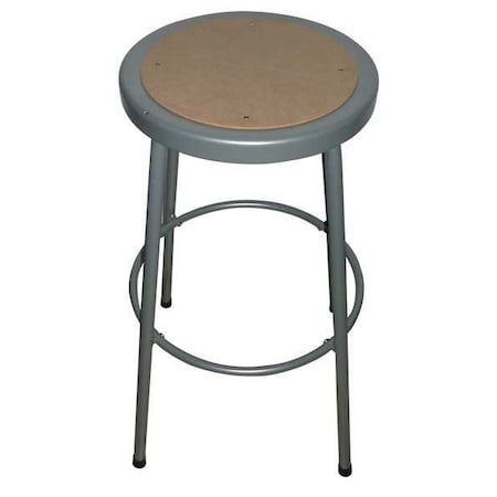 Round Stool, Height Range 24", Hardboard Gray