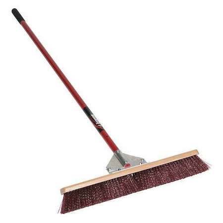 Stiff Bristle Broom, 24", 60" Red Handle