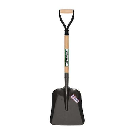 Scoop Shovel, Steel Blade, 26 in L Hard Wood Handle