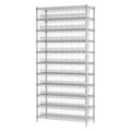 Wire Shelving, 11 Shelves, Silver/Stone