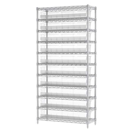 Wire Shelving, 11 Shelves, Silver/Stone