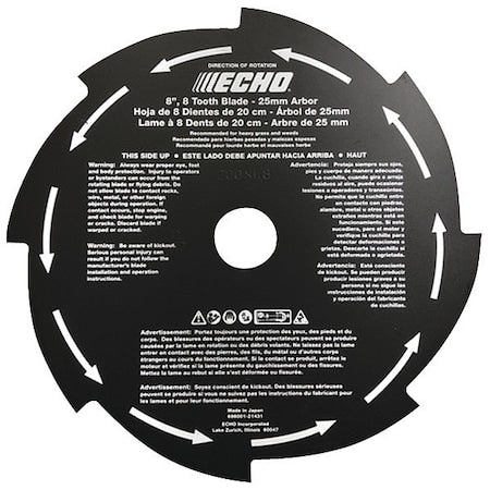 Grass Weed Blade, 25mm Arbor, 8" dia.
