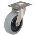 Swivel Plate Caster, Rubber, 4 in., 330 lb.