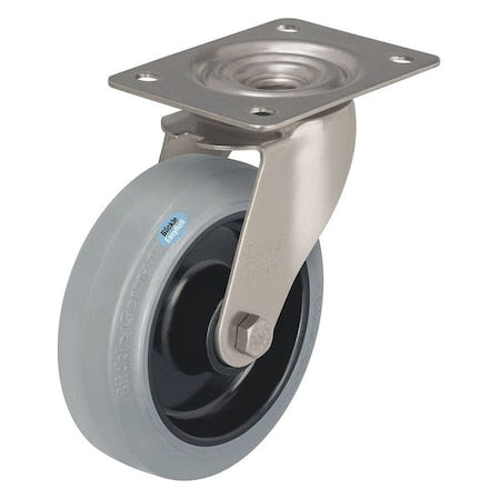 Swivel Plate Caster, Rubber, 4 in., 330 lb.