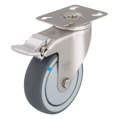 Swivel Plate Caster, Therm Rubber, 5 in, 264 lb