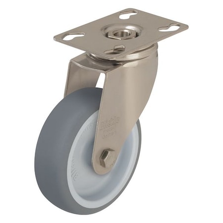 Swivel Plate Caster, Therm Rubber, 5 in, 264 lb