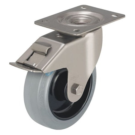 Swivel Plate Caster, Rubber, 5 in., 330 lb.