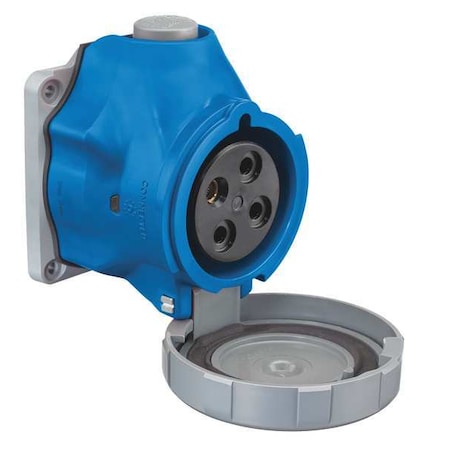 Pin & Sleeve Receptacle, 30 A, 250V AC, Three Phase, 3 Pole, IEC Grounding, Blue, NEMA 4X